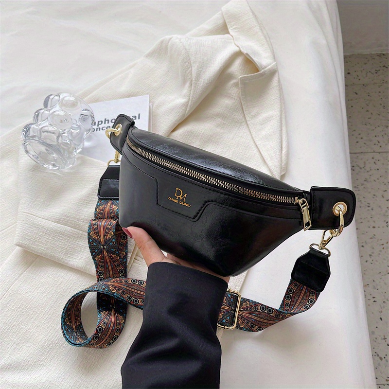 Vintage Style Sling Bag, Geometric Strap Crossbody Bag, Women's Small Pu  Leather Chest Purse - Temu