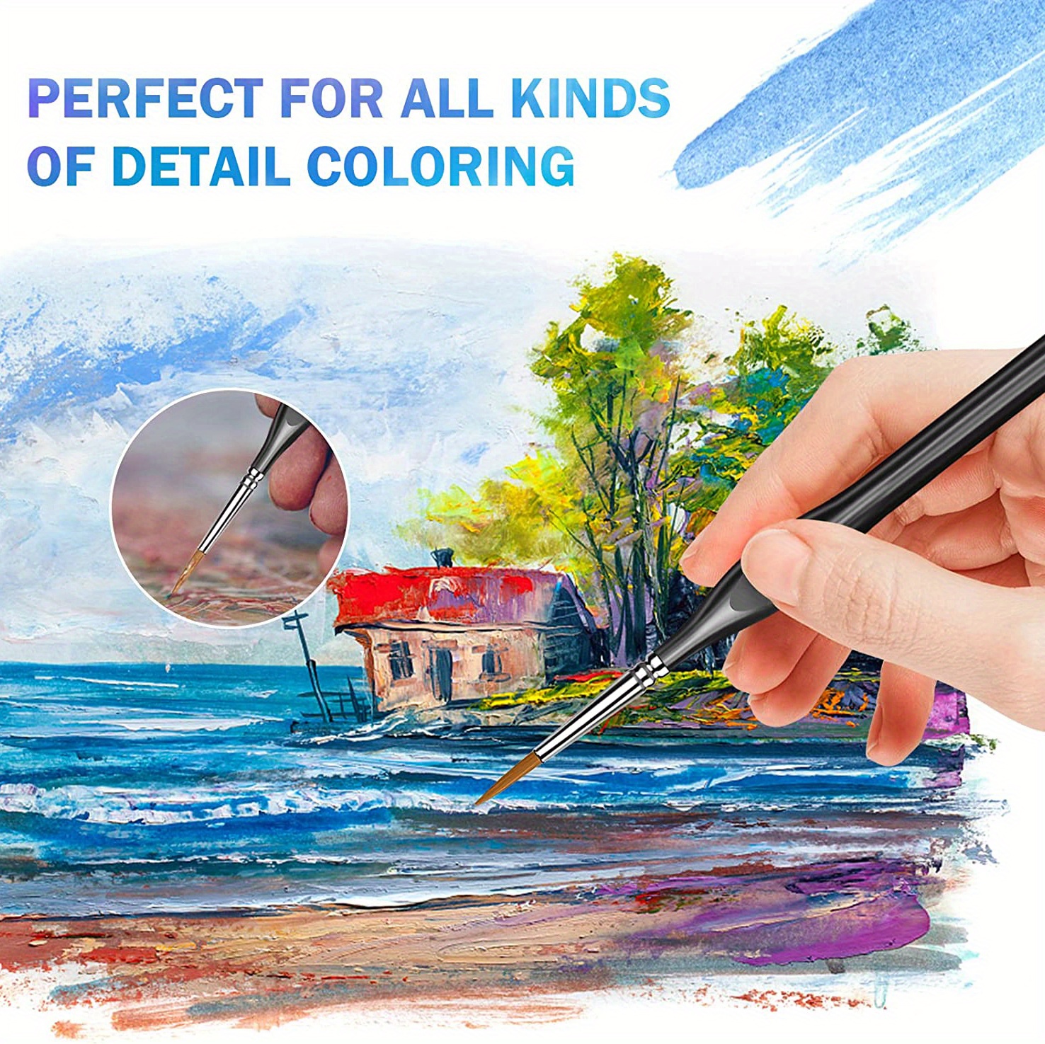 Set Pennelli Per Dettagli Fini - 5 Pezzi Per Miniature, Acrilico E Olio