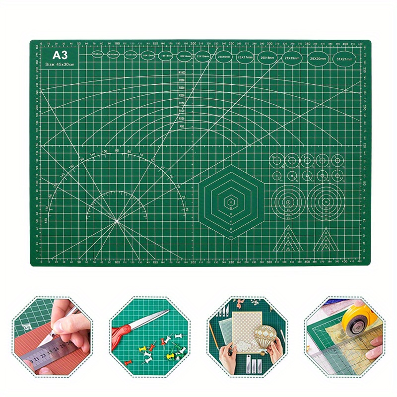 Ecraft Self Healing Cutting Mat: Double Sided 5-Ply Fabric Cutting Mat for Sewing, Quilting, Scrapbooking and All Arts &Craft Projects Gridded Rotary