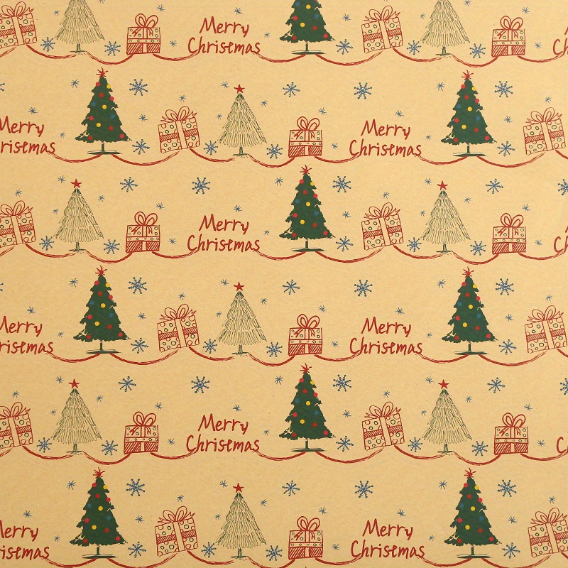 Vintage Christmas Kraft Paper Wrapping Paper Cute Cartoon - Temu