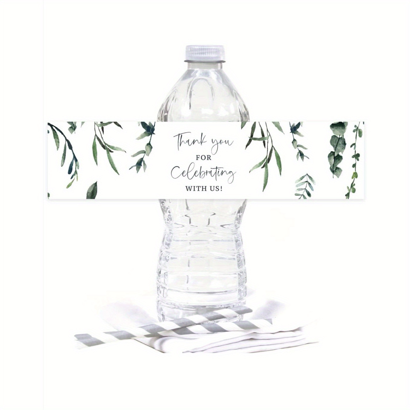 Eucalyptus Wedding Bridal Shower Bottle Wraps, 25 Neutral Greenery Floral Water  Bottle Labels Decoration Favors