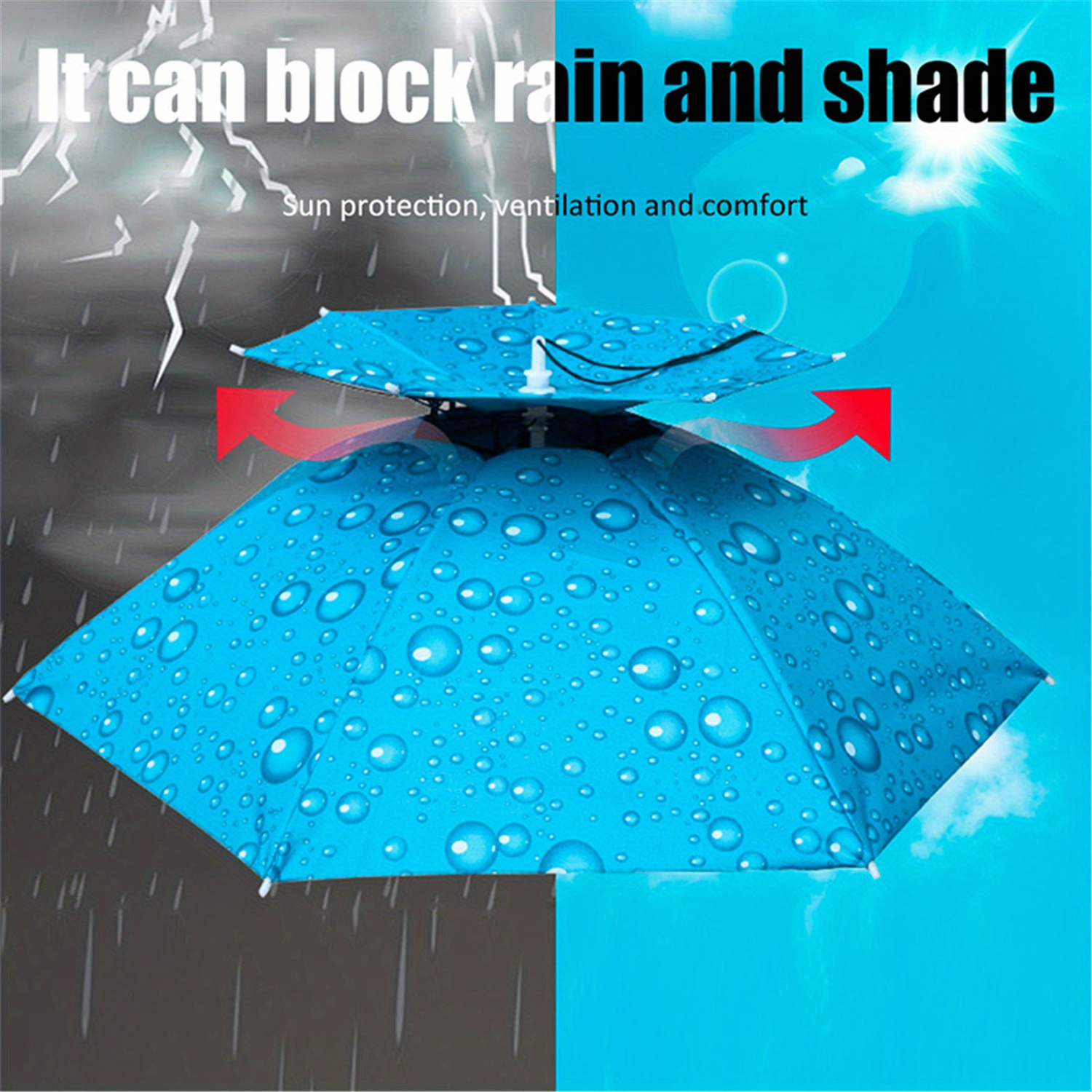 Portable Foldable Uv Protection Rain Umbrella Hat Sunshade - Temu