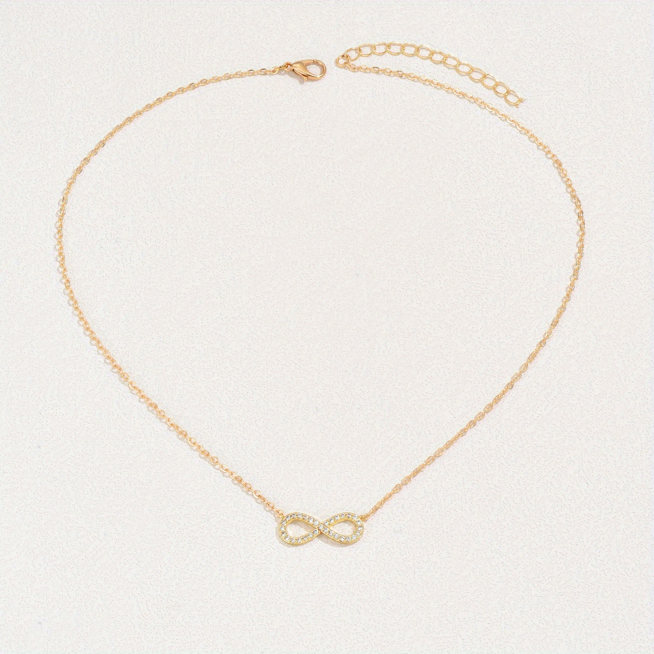 Exquisite Synthetic Zirconia Inlaid Infinity Symbol 8-letter Pendant Collarbone Necklace, Women's Holiday Gift