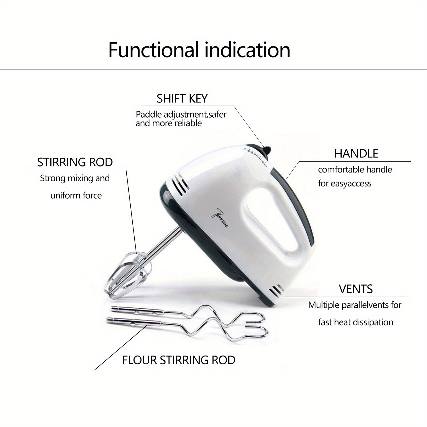 Powerful 7 speed Handheld Electric Mixer For Effortless Temu United