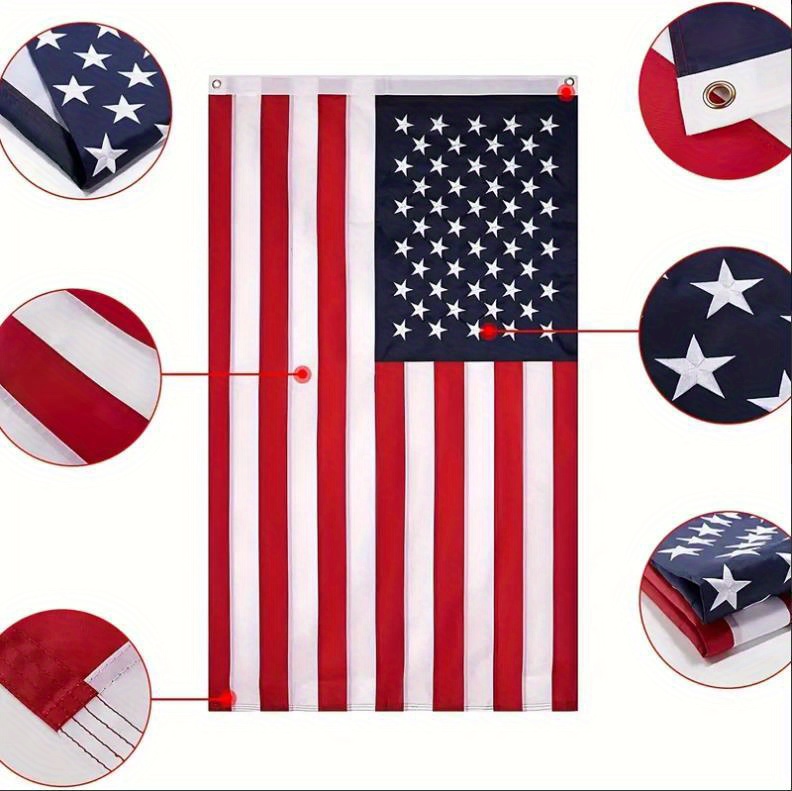 1pc American Flag Outdoor Heavy Duty Premium US Flag, USA Flag With Luxury  Embroidered Stars And Brass Grommets No Flagpole 3×5Feet 4×6Feet