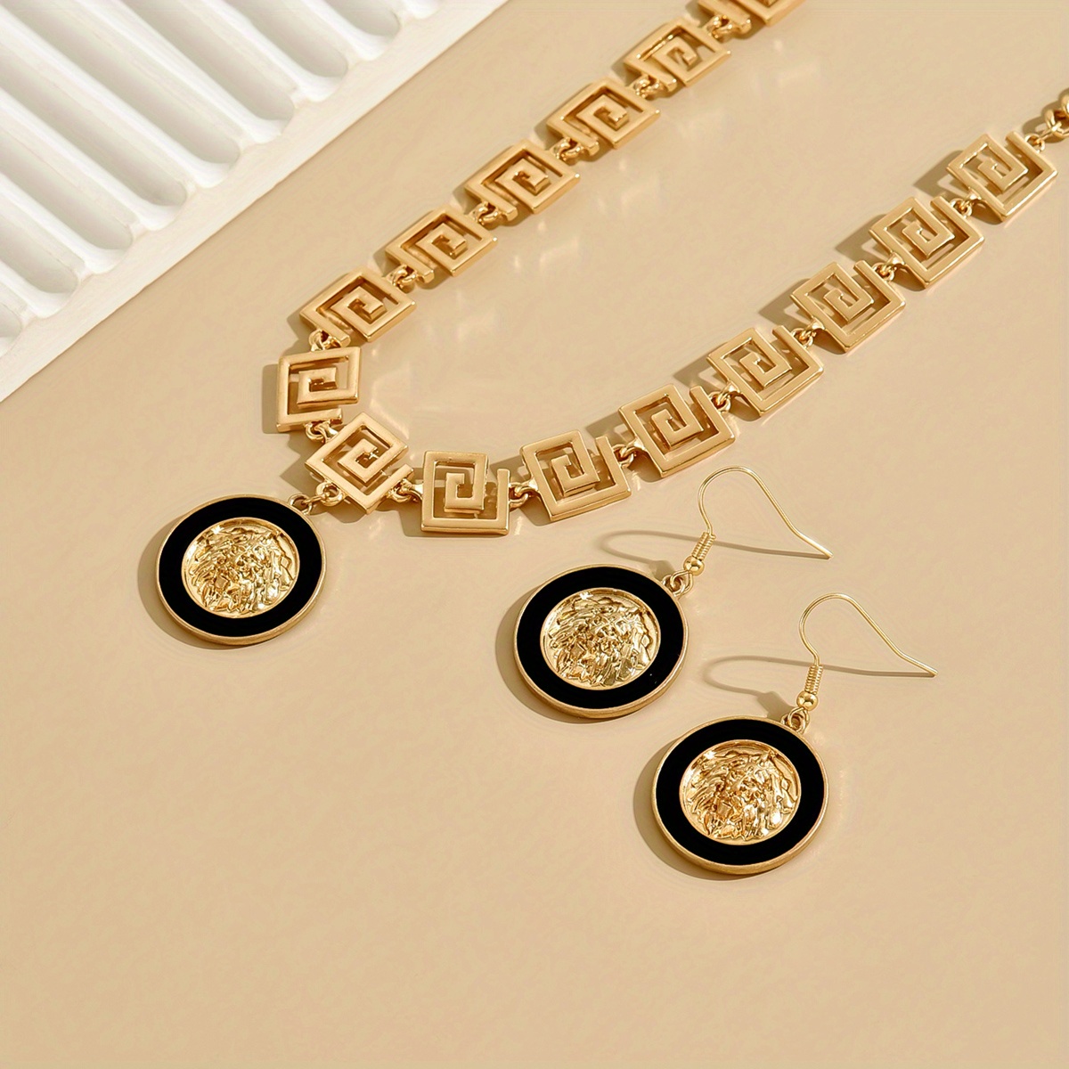 Inspiration Craft Necklace Earring Set Enamel Glaze Pattern Chain Temperament Light Luxury Men Women Same Style