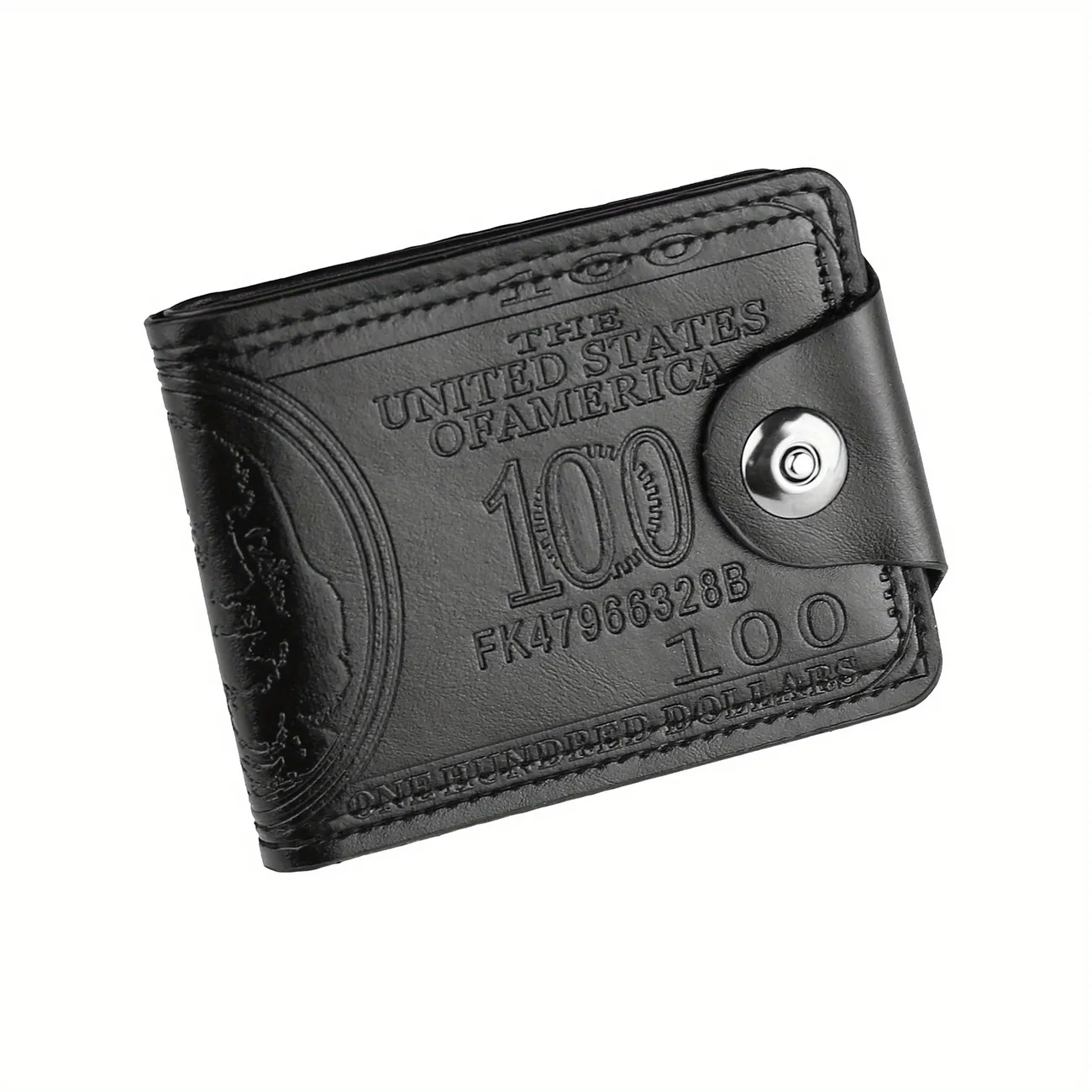 Men's PU Leather Figure Pattern Snap Button Short Wallet Multiple Card  Slots Purse Large Capacity Card Cash Holder