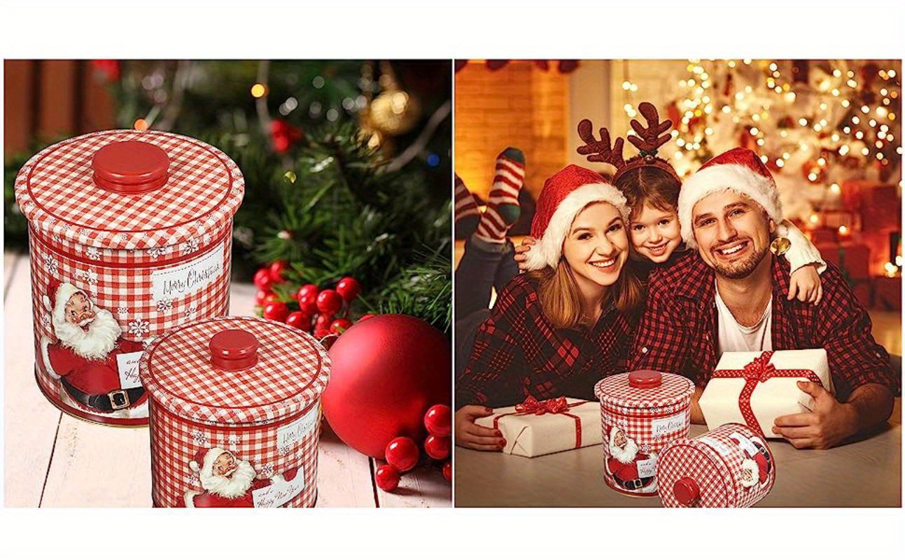 Christmas Cookie Tins Round Santa Holiday Treats Chocolate - Temu