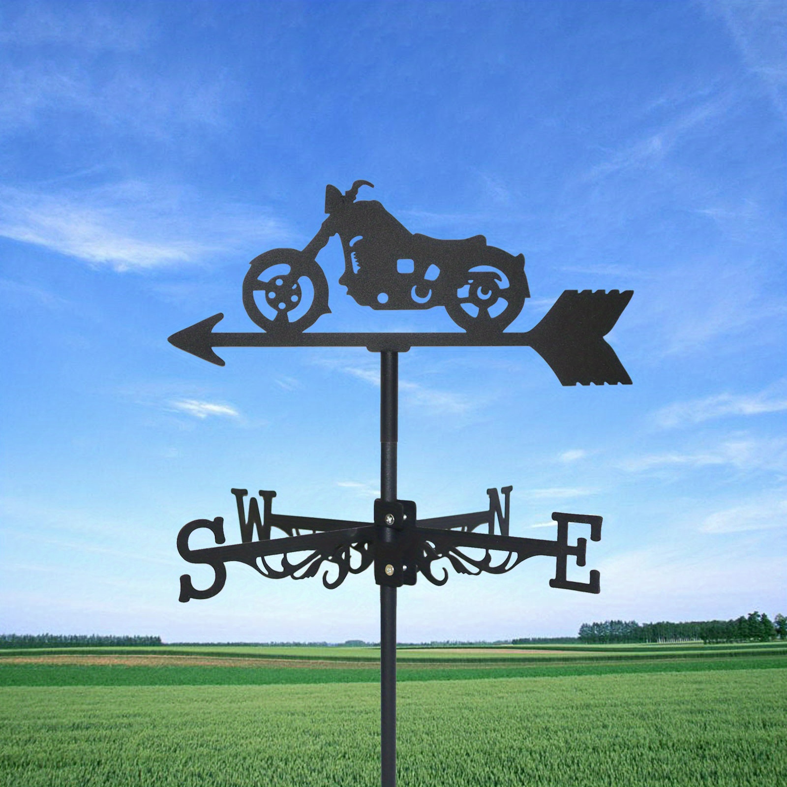 1pc, Weathervane Garden Weather Vane For Roof Mount Wind Direction  Indicator Metal Creative Vintage Motorcycle Shape Weathercock For Farm Yard  Home De