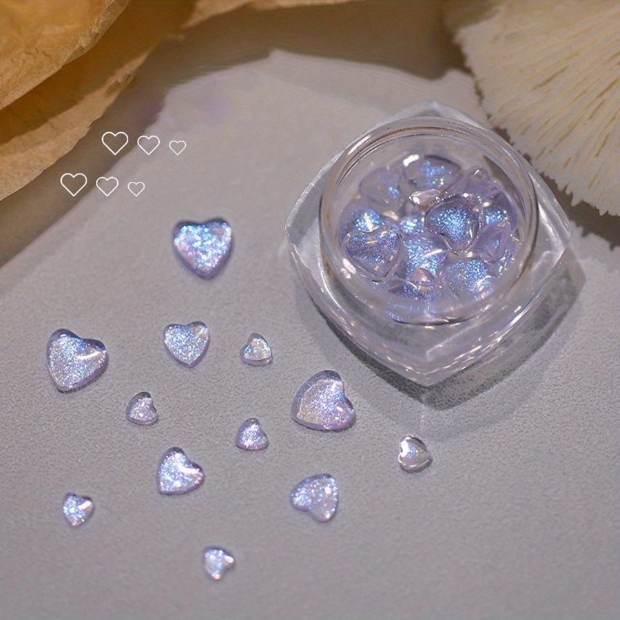 18Pcs Shiny Heart Nail Charms Planet Nail Art Rhinestone with Heart Design  Crystal Nail Jewelry Silver Nail Art Charms for Acrylic Nails Heart Shape