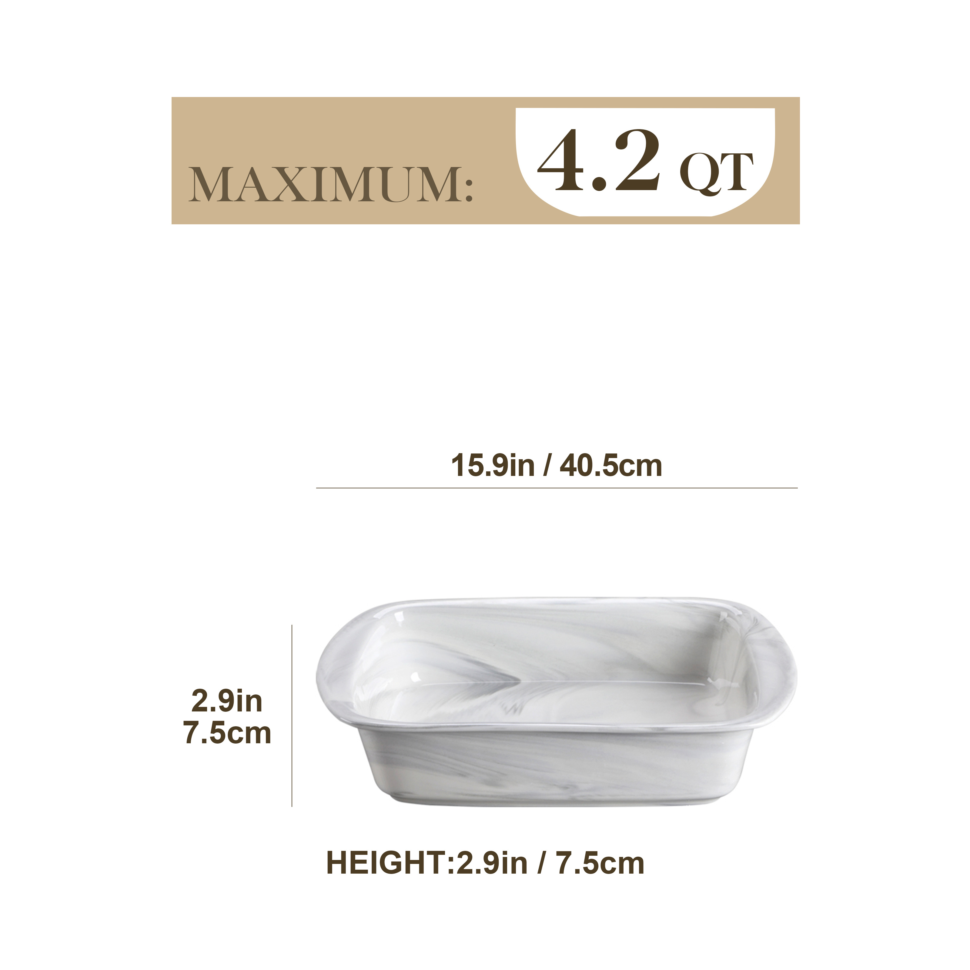 set of 1 square marble porcelain casserole dish baking dish casserole oven dish set pie tin bread baking dish baking set bowl 4000ml details 1