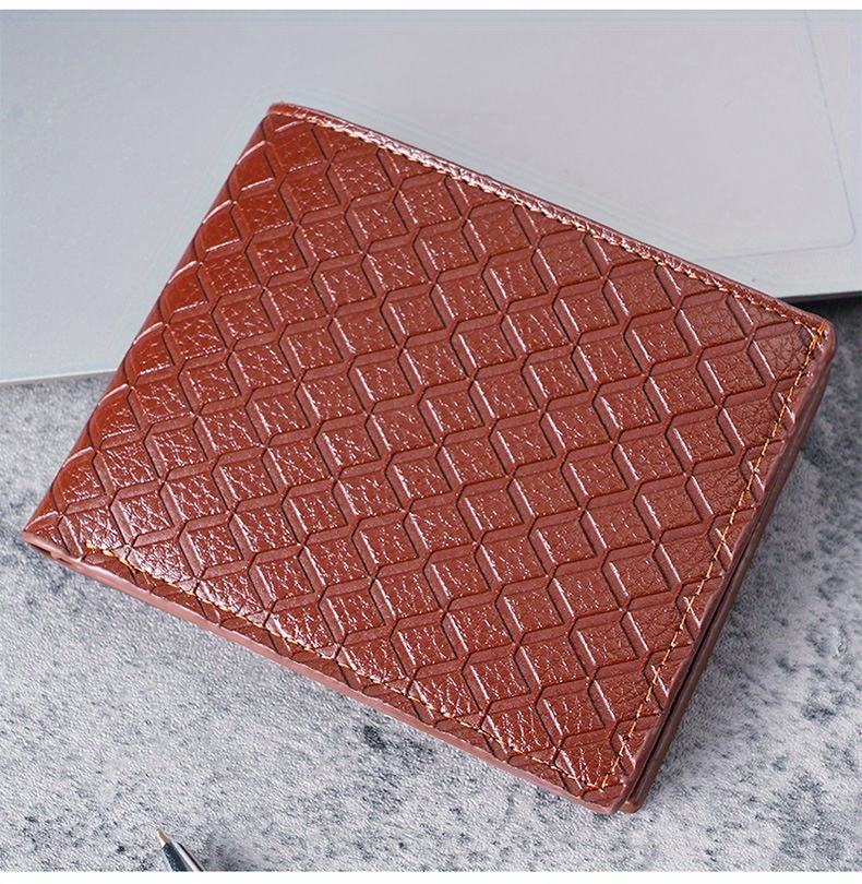 Men's Fashion Leather Short Wallet Money Clip Argyle Pattern Multi-card  Card Holder Purse Horizontal Wallet Coin Purse Gift For Men - Temu