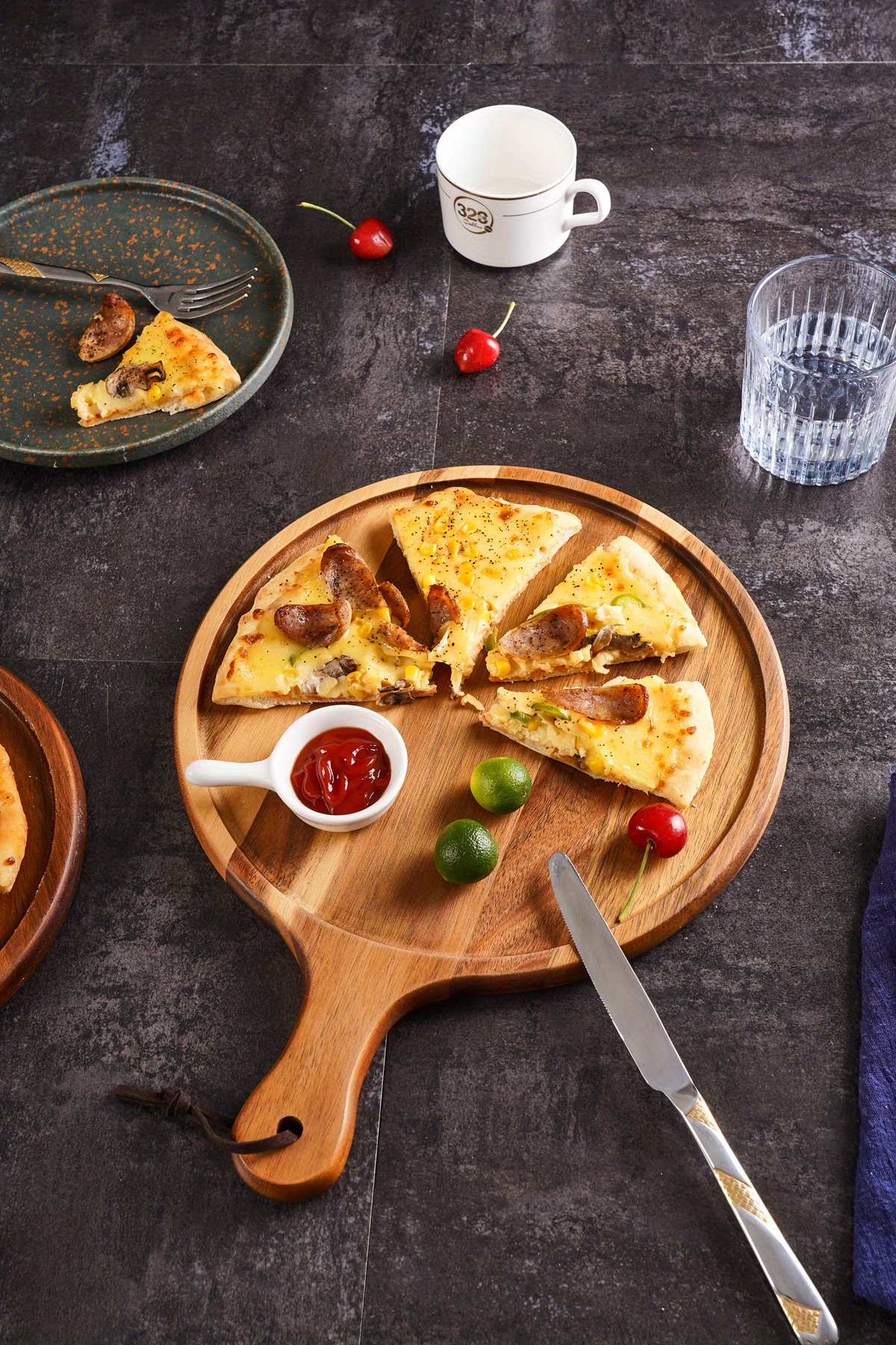 1pc Tagliere Pizza In Legno Acacia Vassoio Servizio Pala - Temu Italy