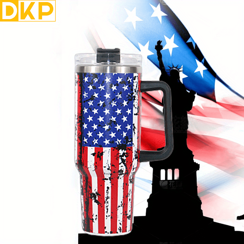 Dkp 5d American Flag Ice Water Bottles Portable Car Cup - Temu