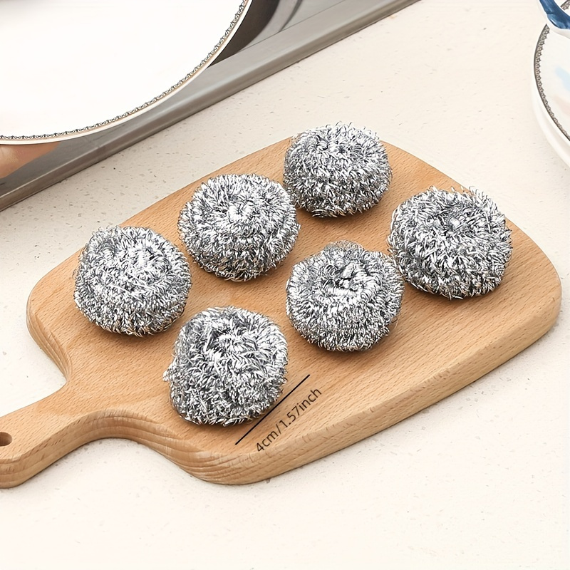 6 PCS Home Stainless Steel Scrubber Sponges Cleaning Balls Metal Scrubber  Scouring Pads for Pot Pan Dish Wash Cleaning New