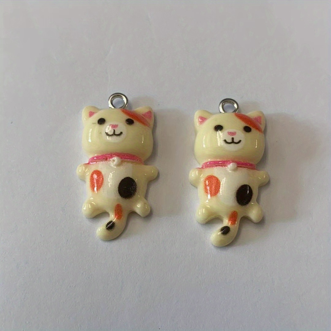 Mix 10pcs/pack Kawaii Small Cat Resin Charms DIY Crafts 3D Animal Pendants  For Earring Necklace