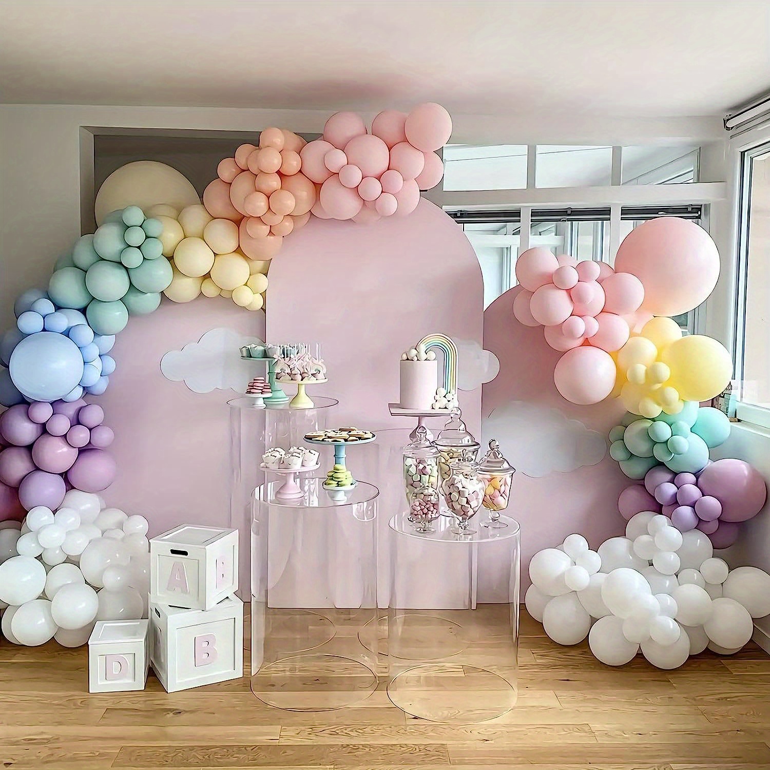 Janinus Pastel Balloon Garland Kit Unicorn Rainbow Macaroon Balloons Arch  Kit 5” 12” 18 inch Pastel Balloons for Baby Shower Children's Party Wedding  Birthday I…