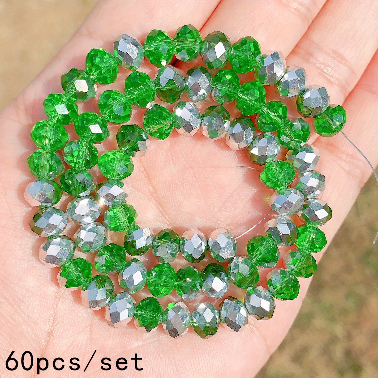 4/6/8mm, Green Imitation Crystal Beads, Faceted Rondelle Loose Spacer  Beads, For DIY Jewelry Making Bracelet Necklace Earrings Jewelry Accessories