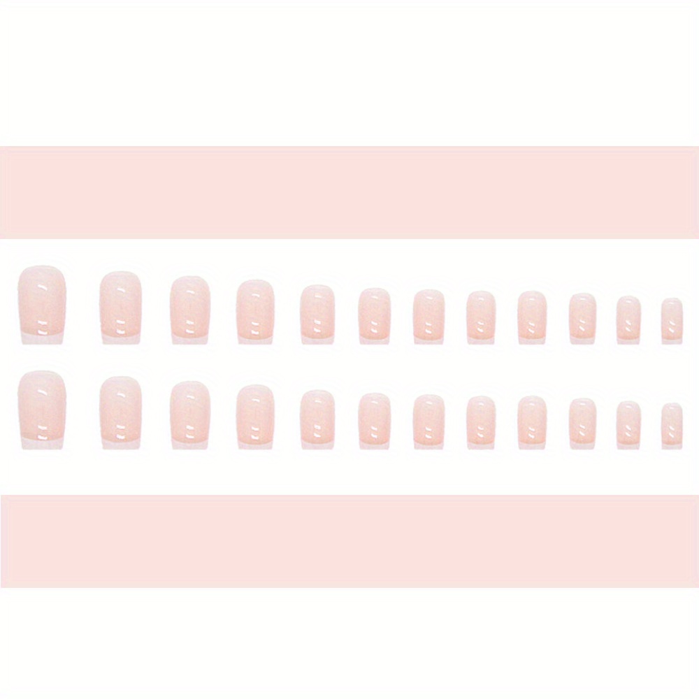 Press On Nails French Acrylic Nails Medium Length Square Fake Nails ...