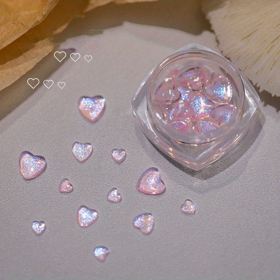 10pcs Pink Heart Rhinestones Nail Art Decorations Crystal Charms Diamond  Jewelry Gem Nail Parts Accessories Stones