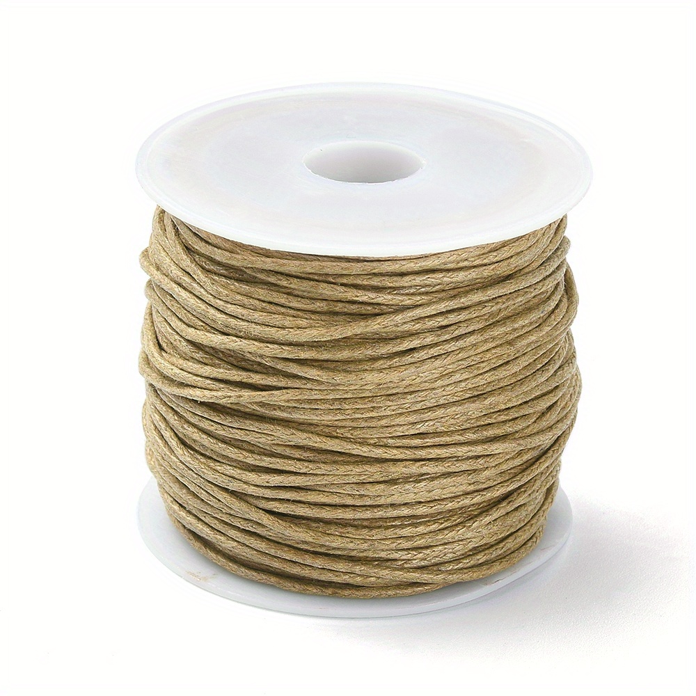 100 Meters Khaki Waxed Twisted Cotton Cord Thread Line 2mm Macrame for  Bracelet