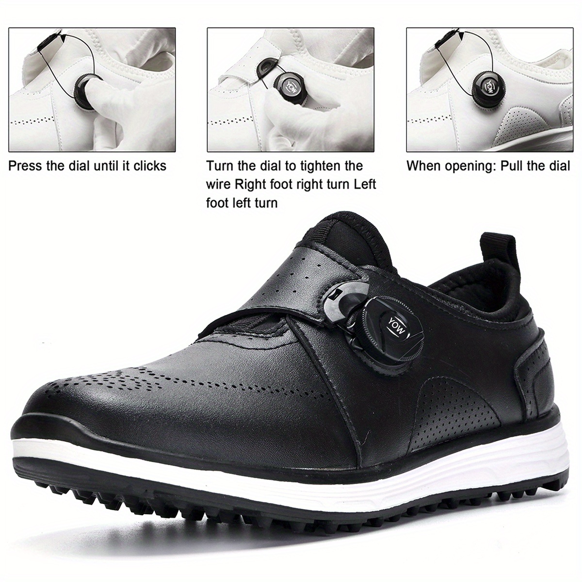 mens professional breathable golf shoes with non slip rotary buckle perfect for training details 0