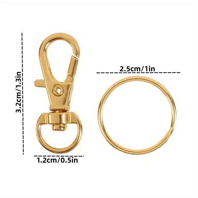 50 Pcs D-snap Hook Keychain Zinc Alloy Key Chain Hooks Rotary Key Ring Hooks  