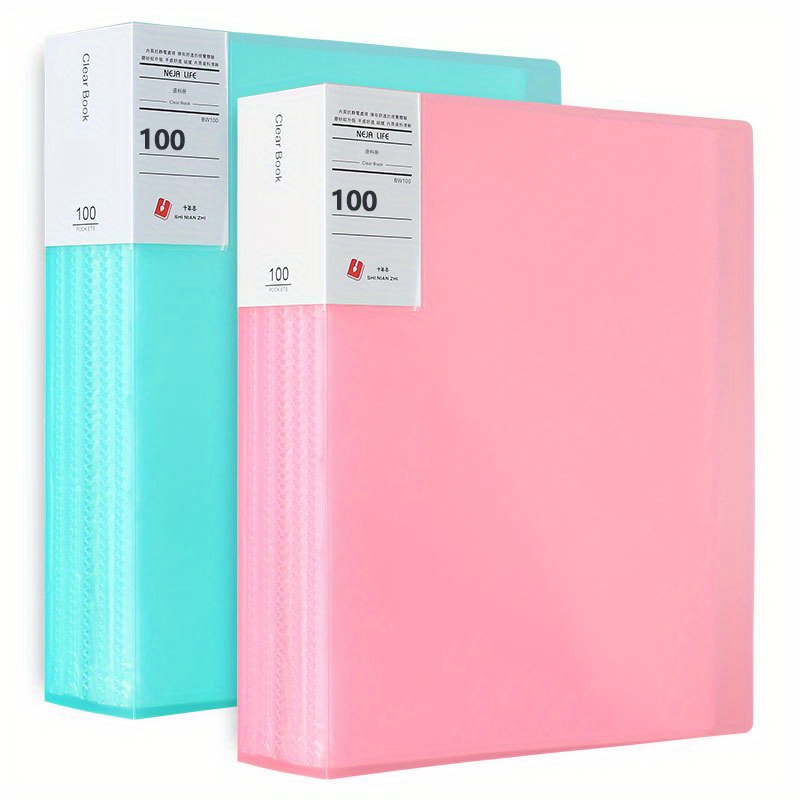 A4 Transparent File Folder Display Book 2 Hole Binder Folders Pink