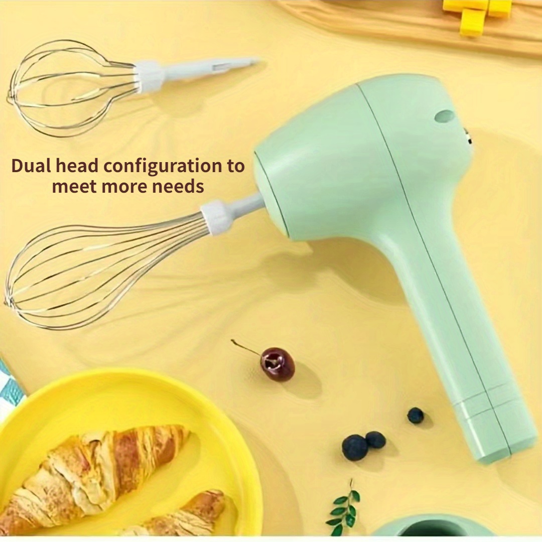 USB Electric Blender Wireless Portable Mixers with 2 Mixing Head Food Mixer  Handheld Rechargeable Whisks Dough