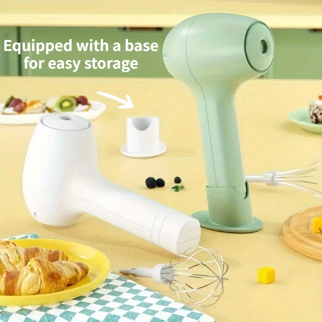 Mini Hand Mixer, Household Cordless Electric Hand Mixer,USB Rechargable  Handheld Egg Beater with 2 Detachable Stir Whisks with 3 Speed Modes for