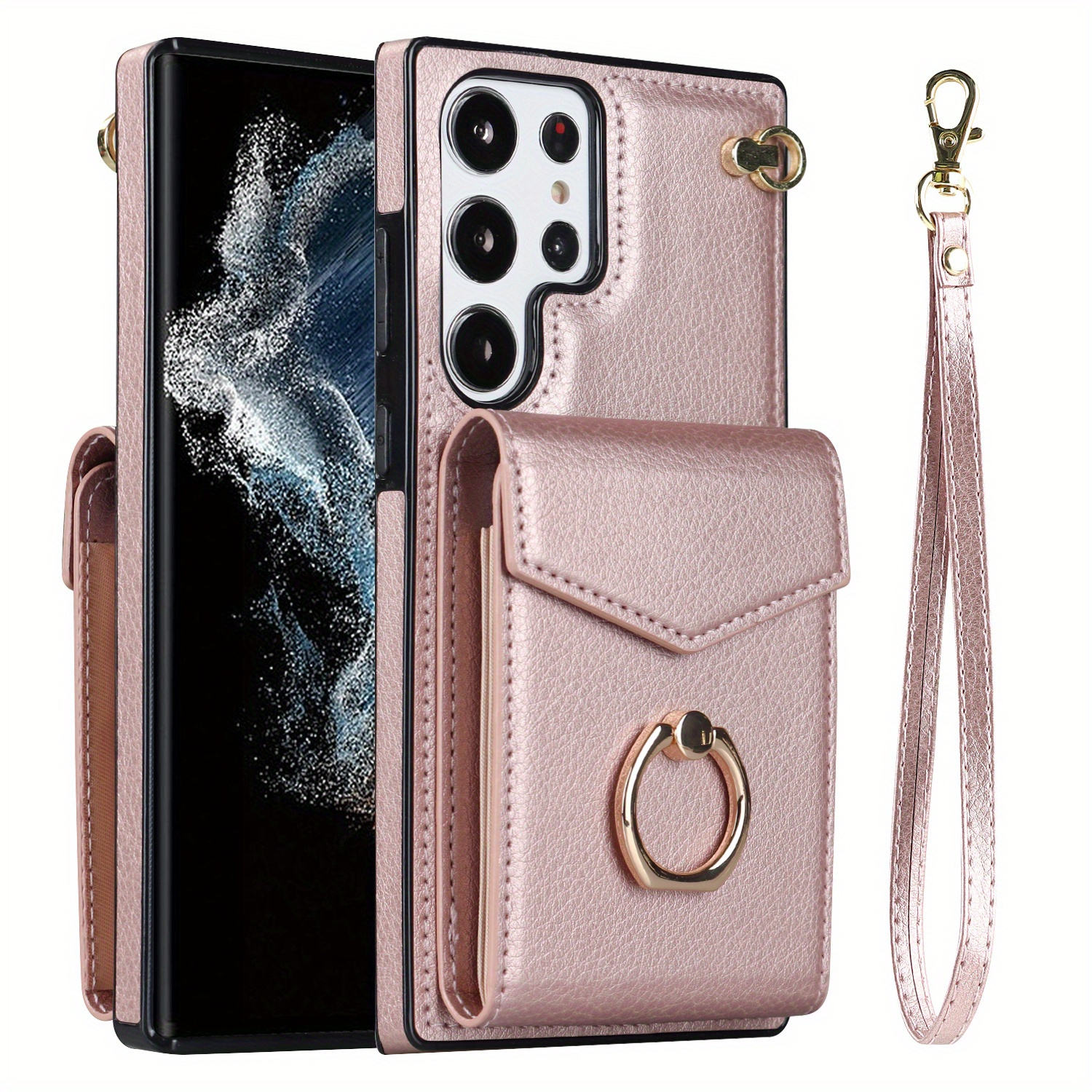 Luxury Leather Retro Square Case w/ Ring For Samsung S23 S22 S21