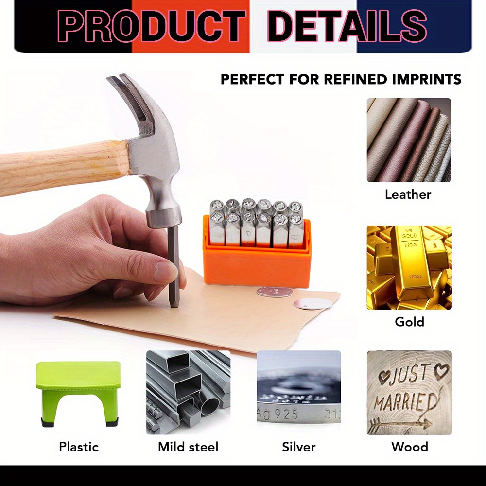 12pcs The Hobbyworker 6mm Metal Punch Stamping Tool Kit Different