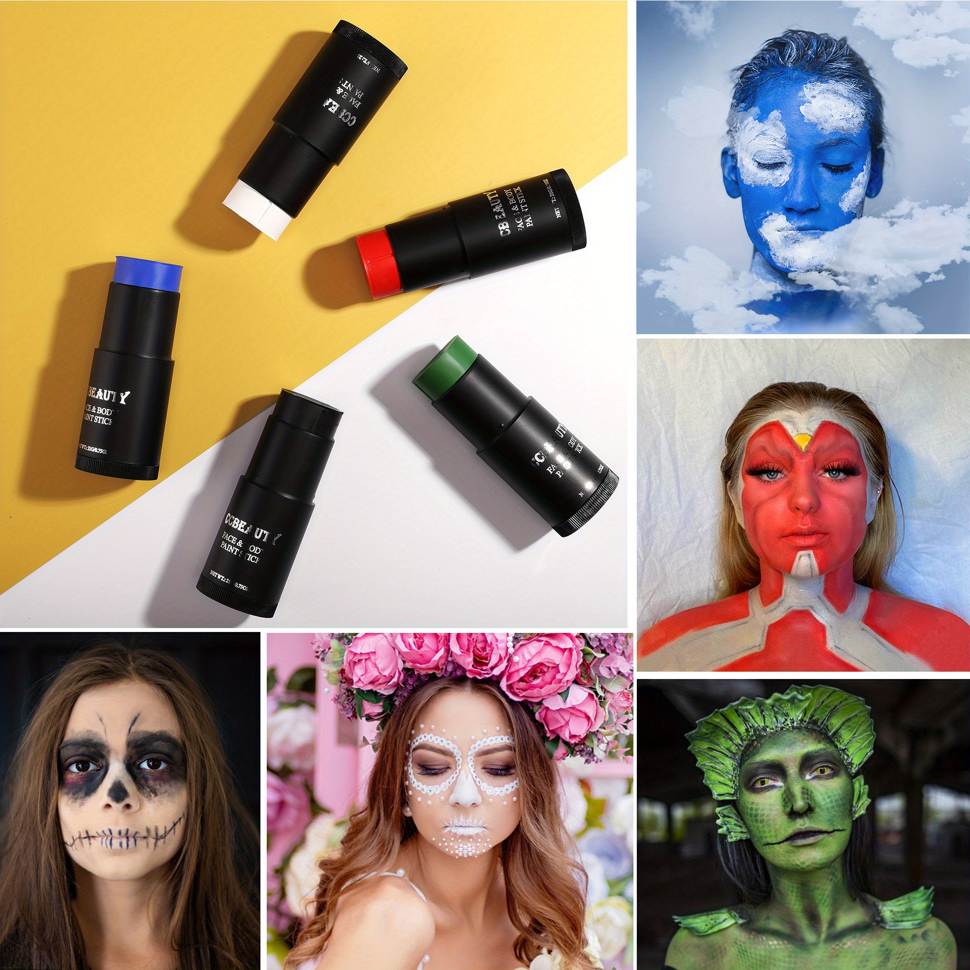 CCBeauty Witch Green Face Body Paint Stick, Dark Green Eye Black Sticks for  Sports, Grease Foundation Painting Kit, Hypoallergenic Camo Hulk Hunting