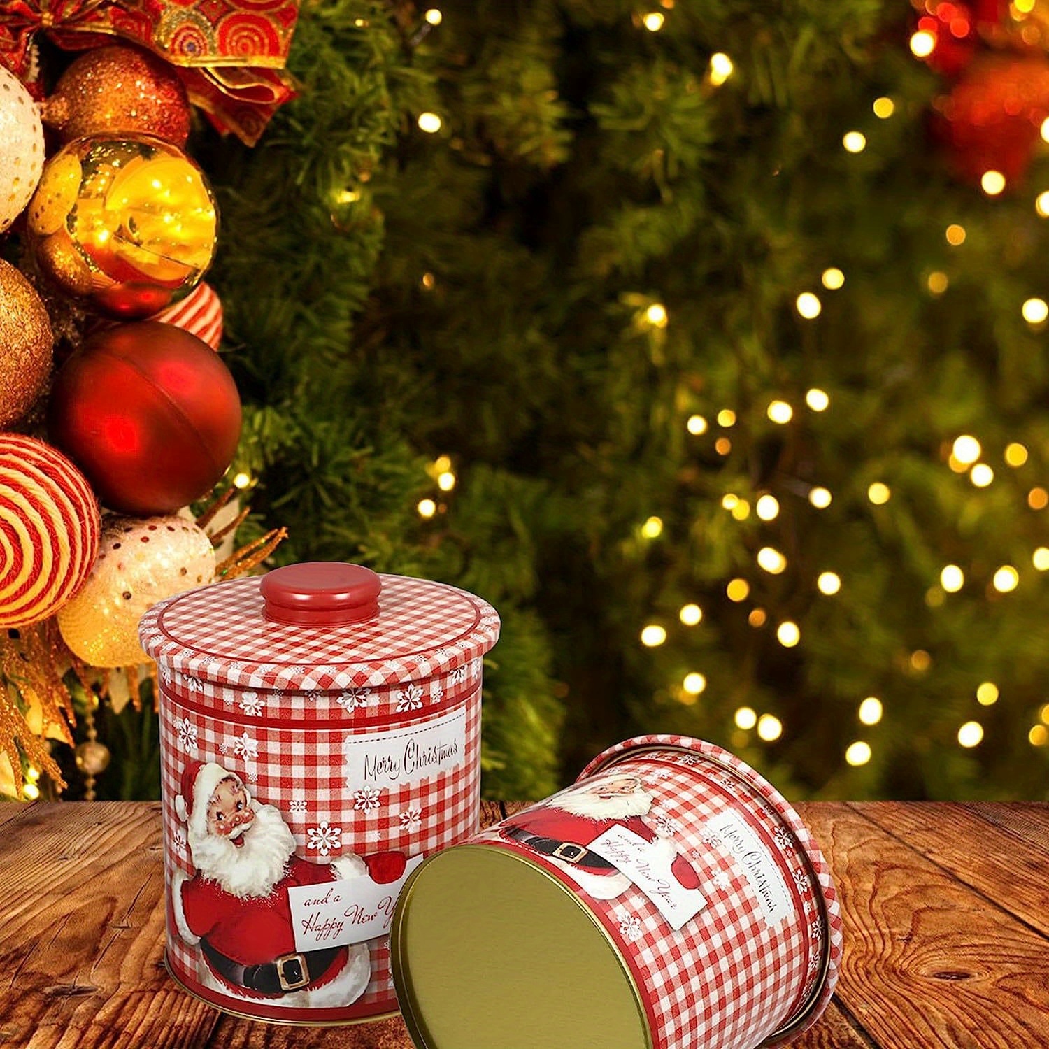3 Christmas Cookie Tins- Christmas Cookie Tins with Lids for Gift