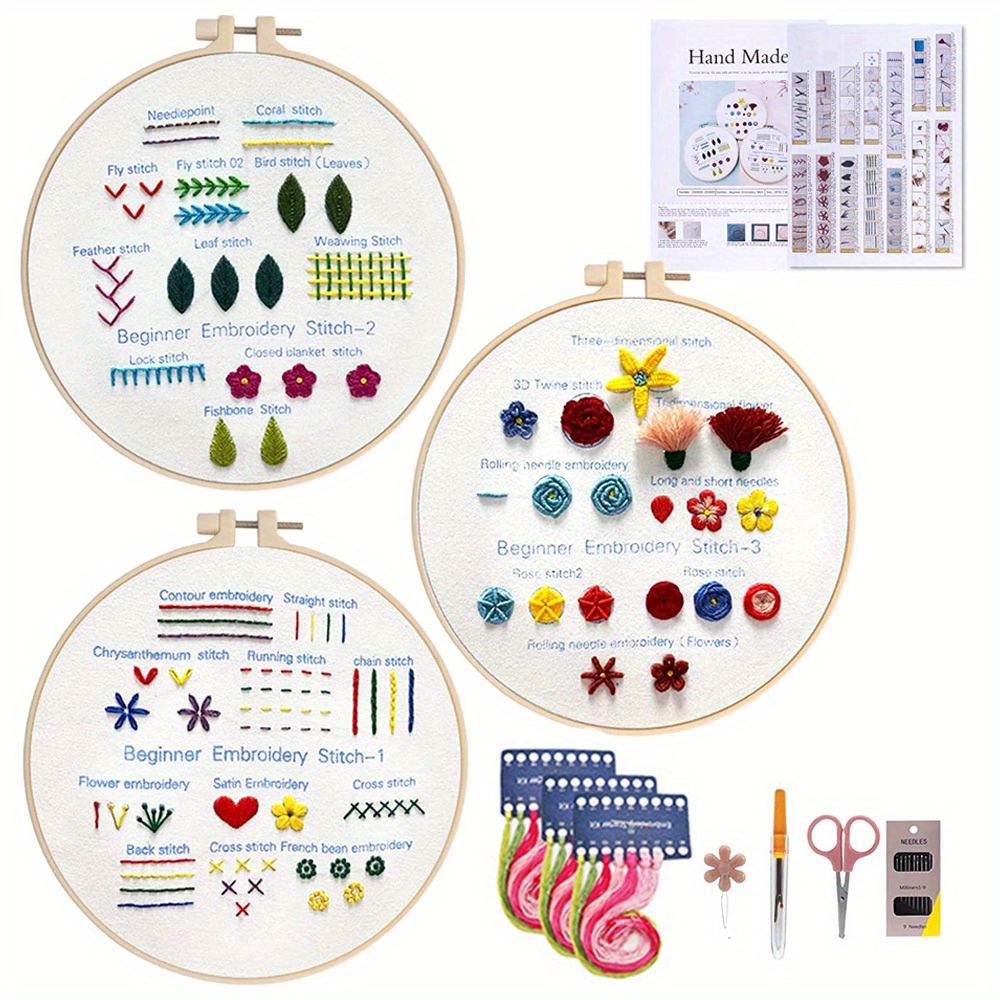 Embroidery Stitches Practice Kit Embroidery Kit For - Temu