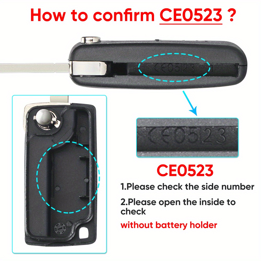 Carcasa llave para Citroen C4 C5 C4 Picasso C6, CE0523, 3 botones