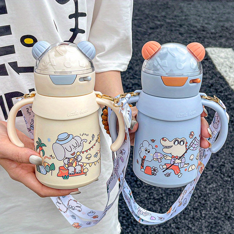 Portable Thermos Stainless Steel Vacuum Flasks Kids Straw Tumbler Girl  Insulated Cup Coffee Thermal Mug Hot Drinks Water Bottle