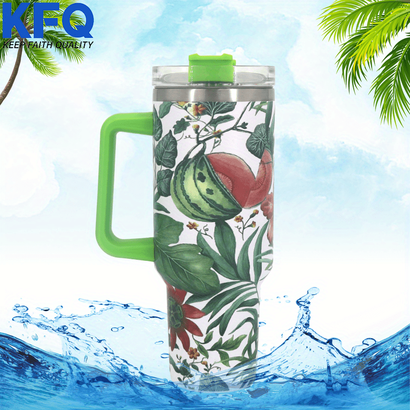 Tropical Leaves 40 Oz Stainless Steel Tumbler Cup