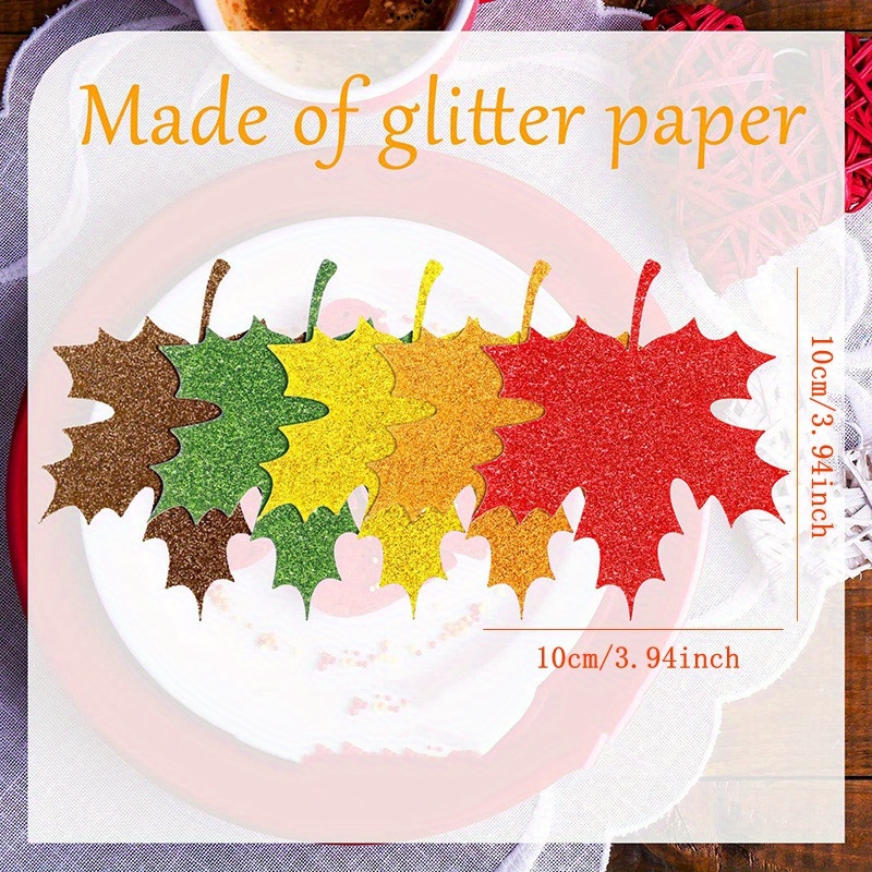 Simulated Maple Leaf Glitter Paper Greeting Cards Suitable Temu South