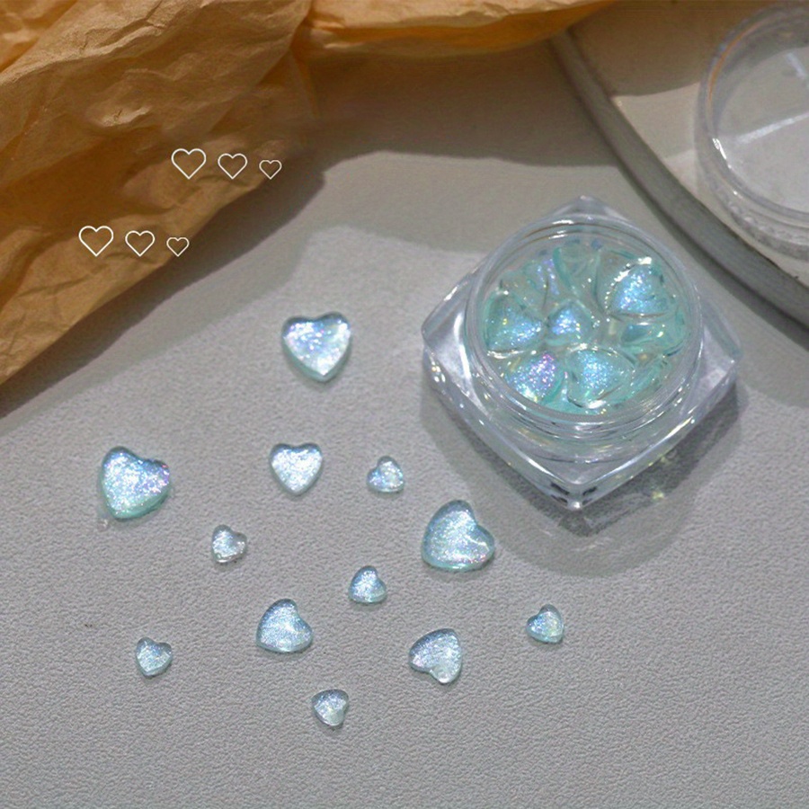 30 PCS Heart Nail Art Charms, TOROKOM Valentine Heart Nail Art Rhinestone  Pearl Colored White Crystal Gems Nail Diamond for Girl Women DIY Nail Art