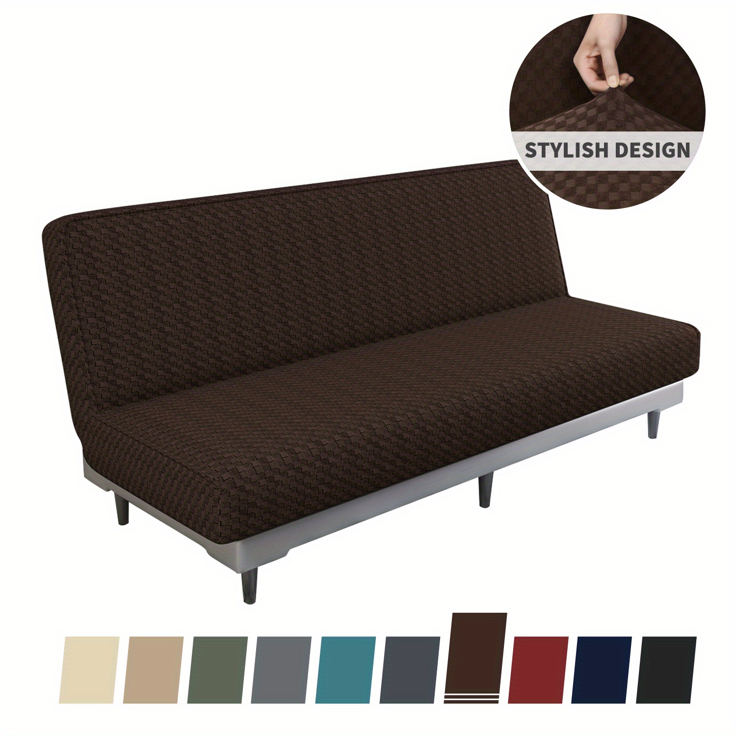 MIFXIN Funda plegable para sofá cama, funda de sofá sin brazos, estampado  geométrico para futón, tela elástica de poliéster, cubierta todo incluido