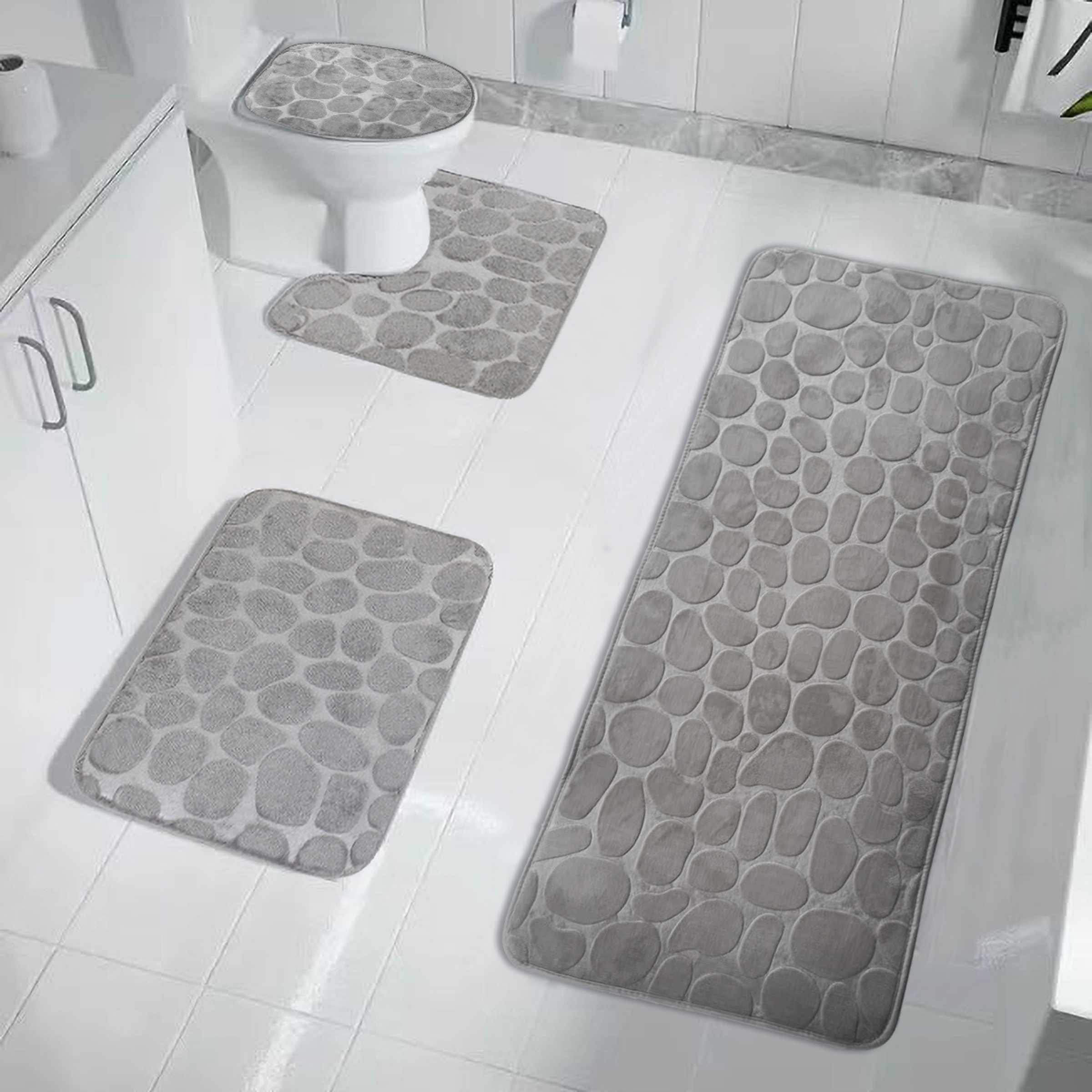 Pebble Pattern Bathroom Mats Set Non slip Bathroom Rug Temu