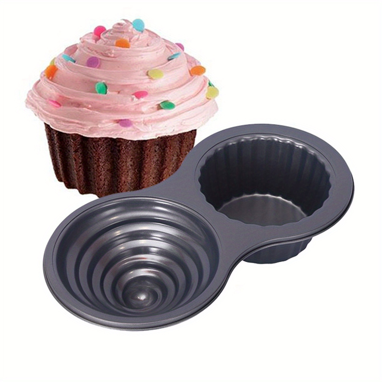 Muffin Mold, 2 Cavity Carbon Steel Cupcake Mold, Large Cupcake Baking Mold,  Oven Accessories, Baking Tools, Kitchen Gadgets, Kitchen Accessories - Temu