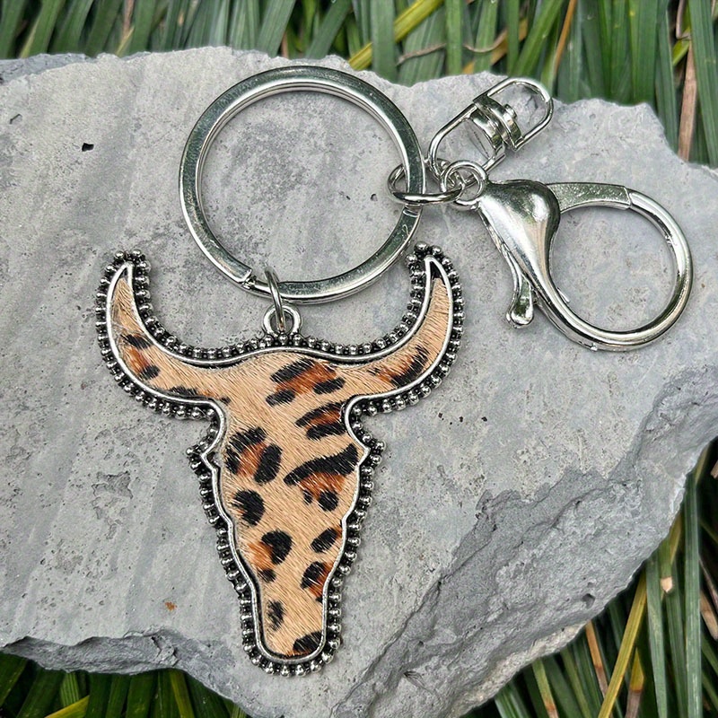 Cow/leopard Pattern Tassel Keychain Pu Leather Key Ring Purse Bag Backpack  Car Charm Earphone Accessory Women Gift - Temu