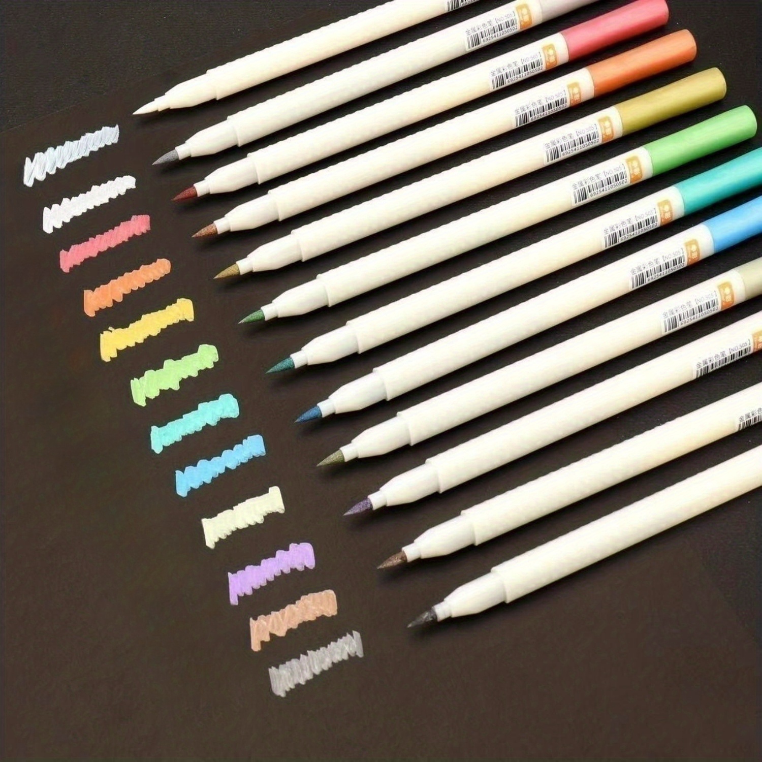 Metallic Color Markers Soft Bristle Brush Tips 12 Colors - Temu