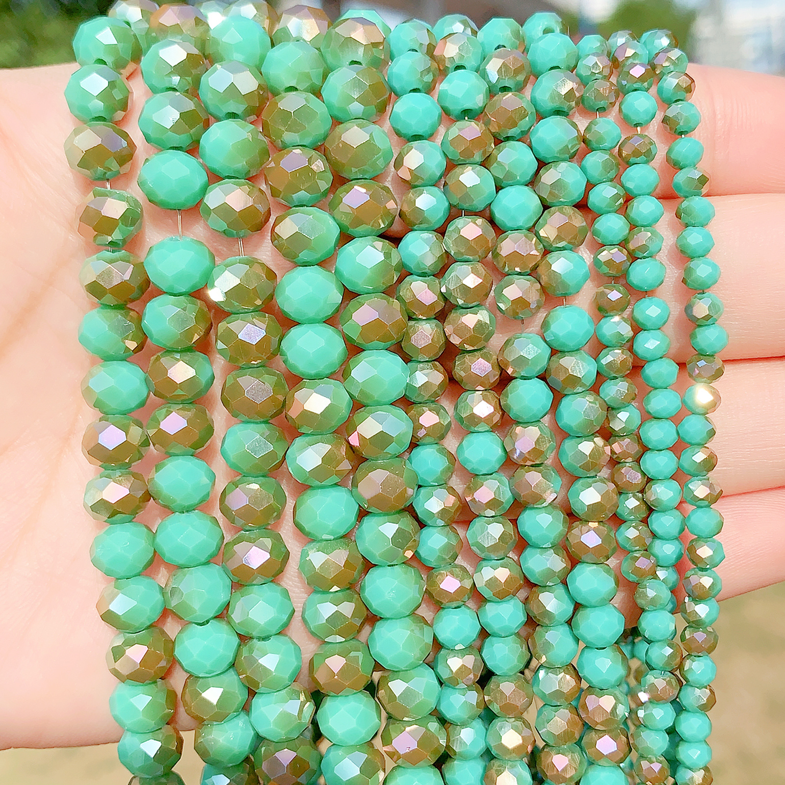 4/6/8mm, Green Imitation Crystal Beads, Faceted Rondelle Loose Spacer  Beads, For DIY Jewelry Making Bracelet Necklace Earrings Jewelry Accessories