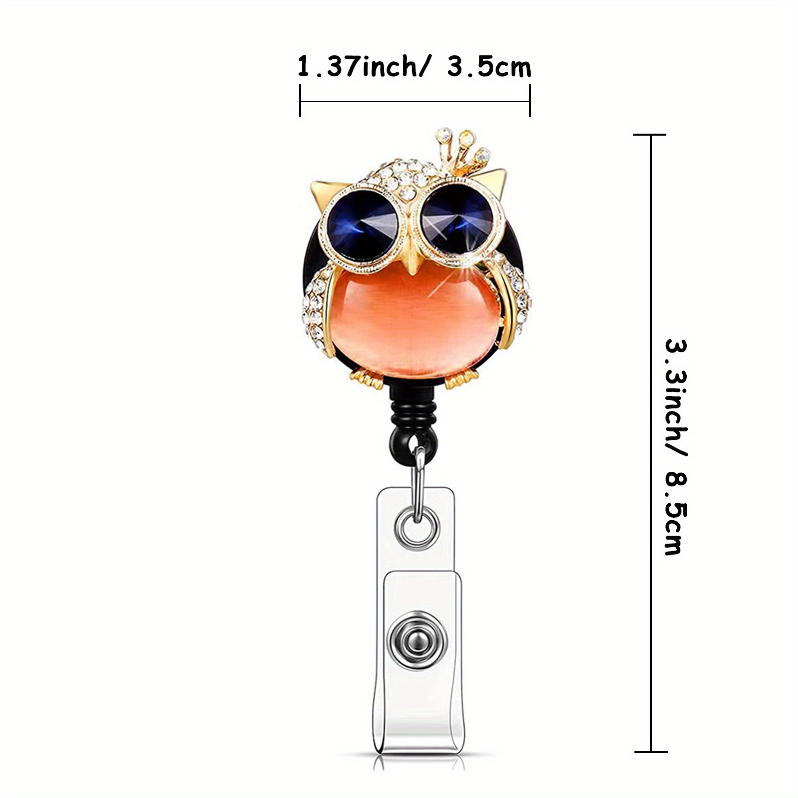 Retractable ID Badge Holder with Clip,ID/Name Badge Reels with Bling Rhinestones, for Office Worker Teacher Doctor Nurse