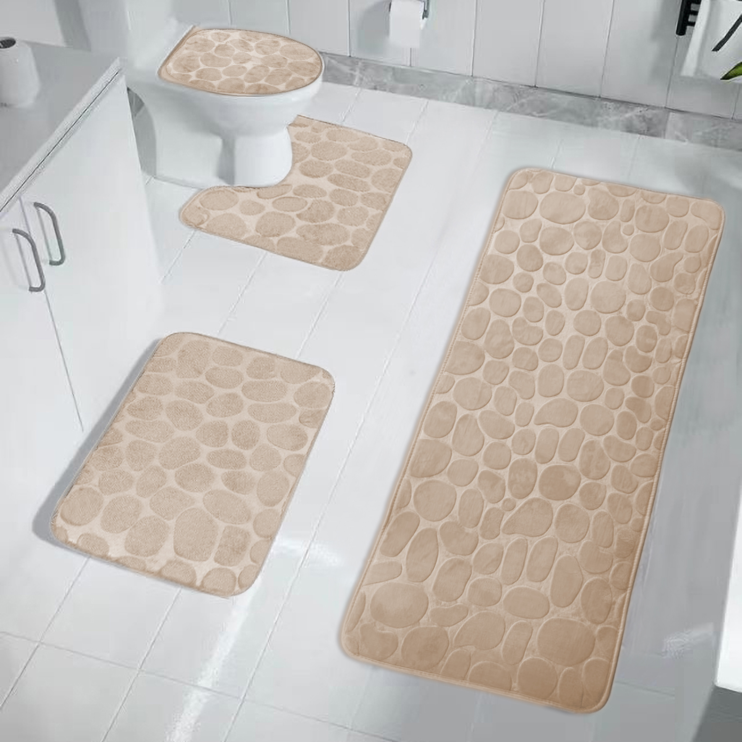 Pebble Pattern Bathroom Mats Set Non slip Bathroom Rug Temu