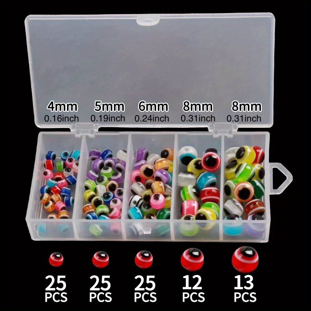 100pcs Bionic 3D Fish Eye Beads, Mixed Color Fishing Line Beads  4mm/5mm/6mm/8mm, DIY Fishing Tackle Kit