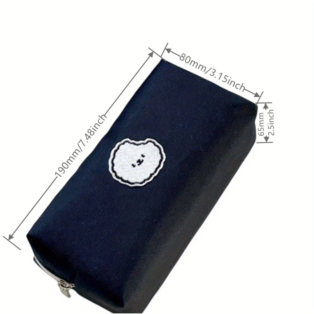 Simple Style Pencil Case Canvas Black Color Smooth Zipper Stationery Pen Storage Bag Eid Al-adha Mubarak